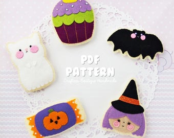 Halloween Sugar Cookies PDF Pattern. Digital File. Halloween Soft Toy Pattern. Felt Soft Toy Pattern.