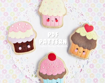 Cupcake Sugar Cookies PDF Pattern. Digital Pattern. Felt Soft Toy Pattern.