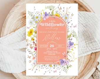 Editable Wildflower Baby Shower Invitation: Spring Garden Party Evite (Digital Download)