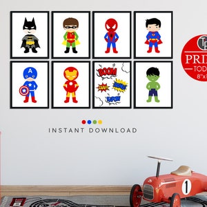 Superhero Wall Art Superhero Prints Instant Download Superhero Etsy