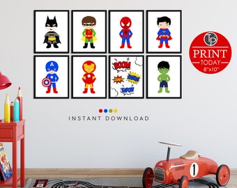 Superhero Prints: Kids Bedroom Wall Art (Digital Download)