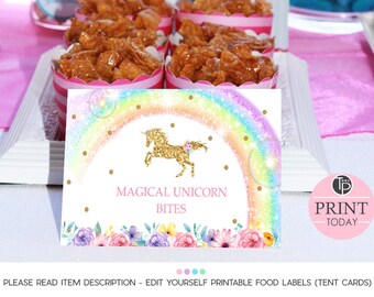 unicorn food labels etsy
