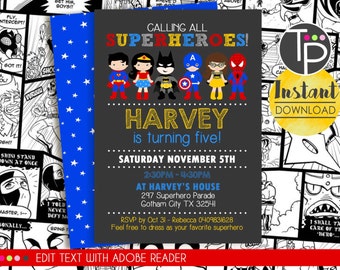 superhero invitation etsy