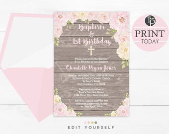 Mermaid Baptism 1st Birthday Invitation Instant Download Etsy