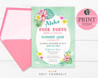 tropical invitations etsy