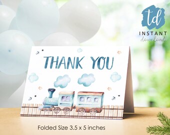 Stars /& Bunting Train Party Thank You Cards
