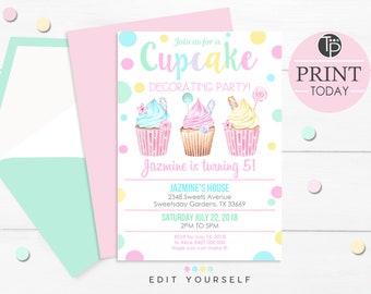 Cupcake Invitation Etsy
