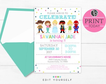 dress up invitation etsy dress up party invitations
