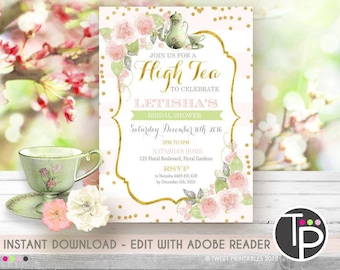 high tea invitation etsy