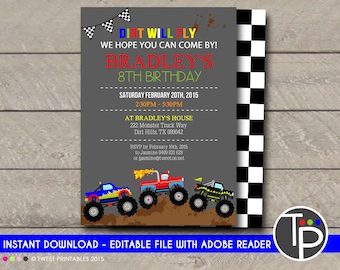 monster truck invite etsy