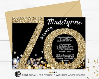 70th birthday invitation etsy