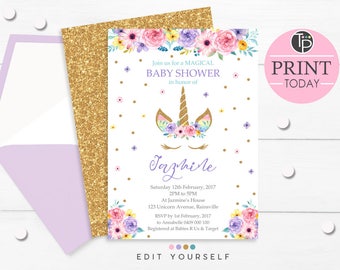 Unicorn Baby Shower Invitation Etsy Unicorn Baby Shower Invitation Etsy