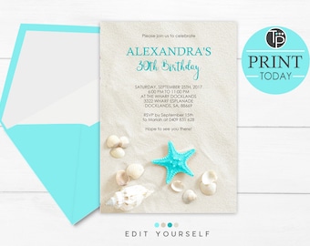 beach invitations etsy