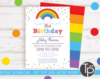 rainbow invitations etsy