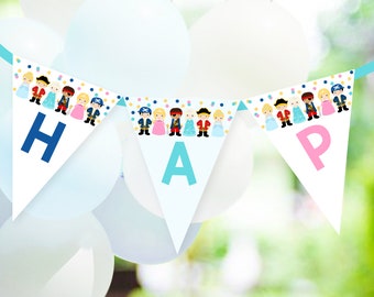 PRINCESS PIRATE BANNER Editable Princess Pirate Party Flags Princess Pirate Birthday Banner Corjl Princess Pirate Happy Birthday Banner