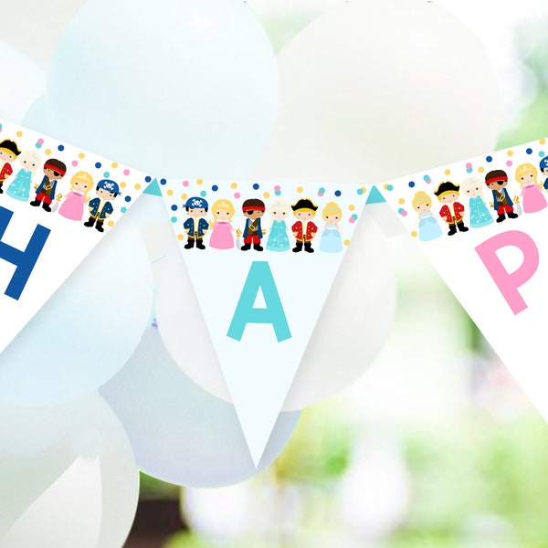 PRINCESS PIRATE BANNER Editable Princess Pirate Party Flags Princess Pirate Birthday Banner Corjl Princess Pirate Happy Birthday Banner