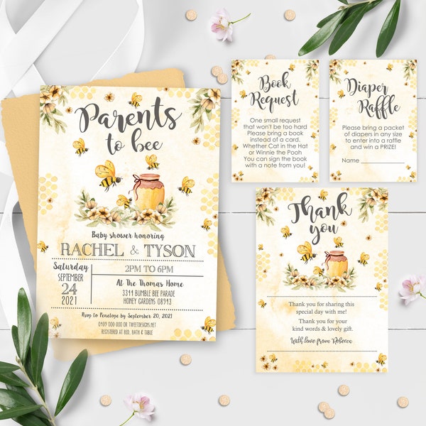 Bee Baby Shower Invitation Package Parents to Bee Baby Shower Invitation Editable Bee Baby Shower Invitation Sunflowers Bees Download