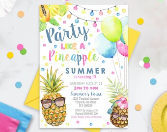 EDITABLE Pineapple Birthday Invitation Party Like a - Etsy
