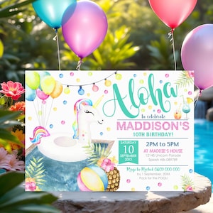 POOL PARTY INVITATION Girl Pool Party Invitation Unicorn Pool Birthday Invitation Download Splash Pool Party Invitation Unicorn Float Corjl