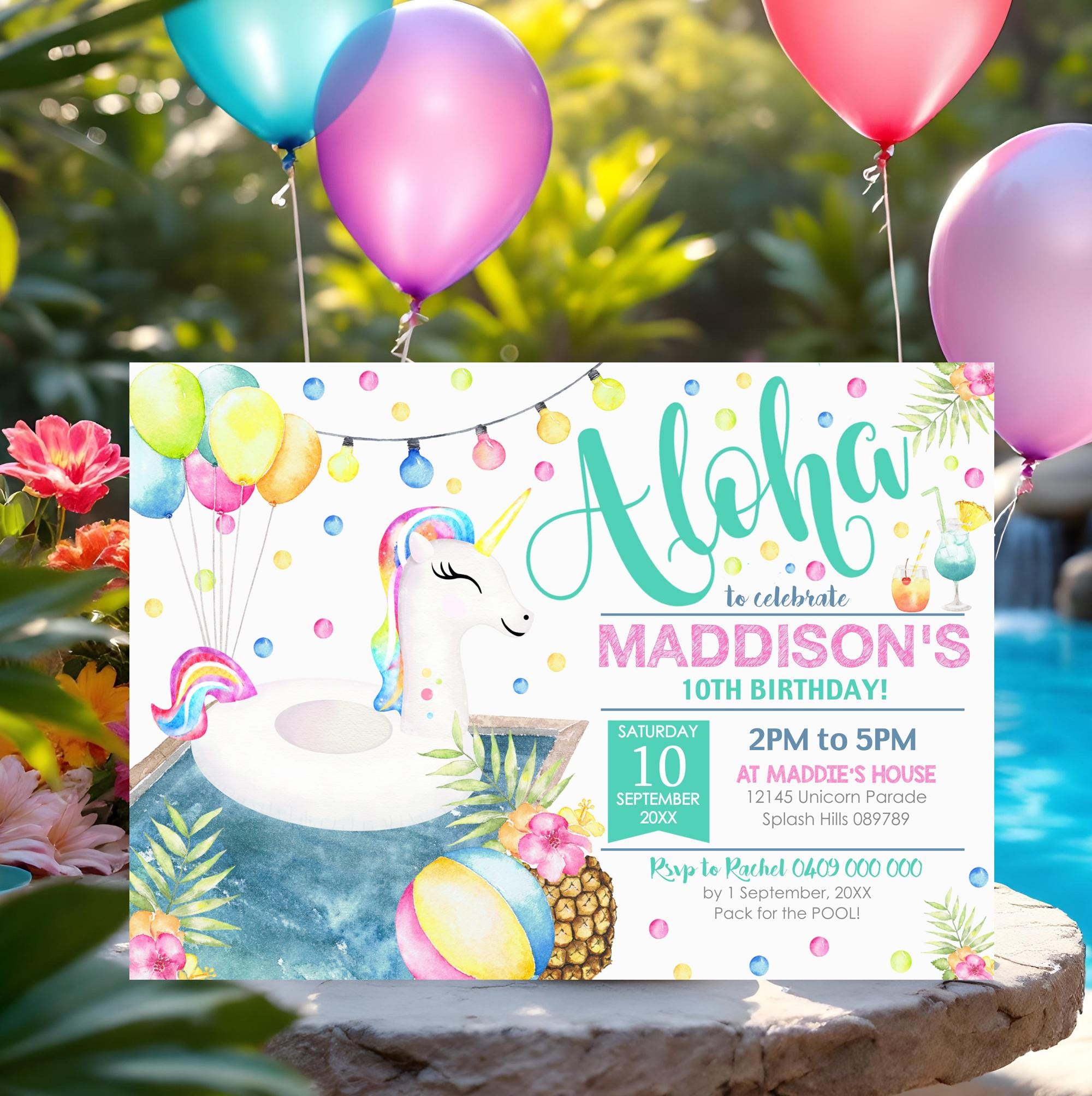 POOL PARTY EINLADUNG Mädchen Pool Party Einladung Einhorn Pool Geburtstagseinladung Download Splash Pool Party Einladung Einhorn Float Corjl