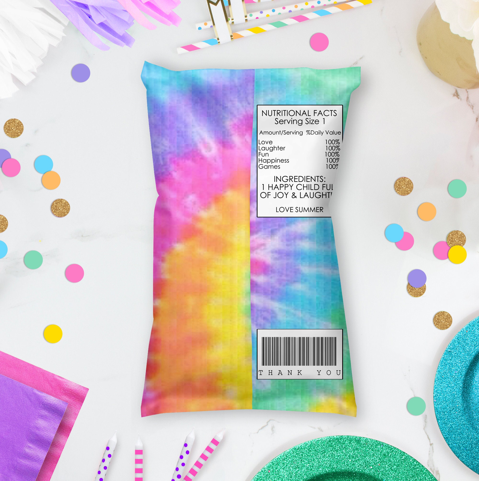 Tie Dye Chip Bag Printable Tie Dye Chip Bag Editable Candy Bag Etsy