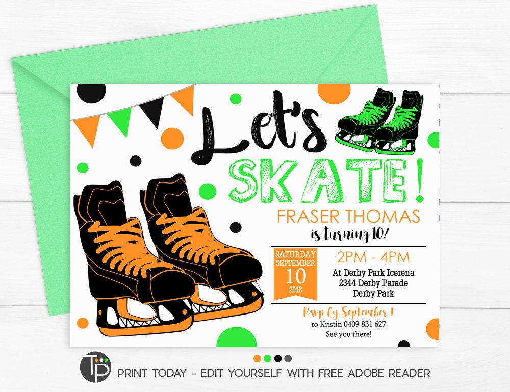 Boy ICE SKATING INVITATION Ice Skating Party Invitation Ice Etsy