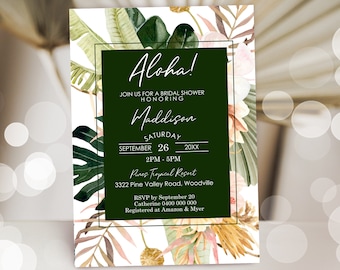 TROPICAL Wedding Shower Invitation Editable Summer Bridal Shower Invitation Instant Download Pineapple Bridal Shower Invitation Monstera