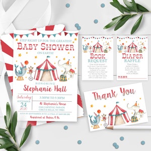 Circus Baby Shower Invitation Set: Editable Carnival Theme (Digital Download)
