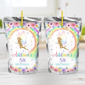 Regenbogen Fee Caprisun Etikett Bedruckbare Fee Caprisun Etikett Bearbeitbare Regenbogen Fee Saftbeutel Etiketten Regenbogen Party Favors Caprisun Wrapper