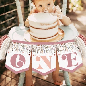 Wildflower High Chair Banner Printable Wildflowers High Chair Banner Wildflowers Party Decor Girl Wildflower 1st Birthday High Chair banner