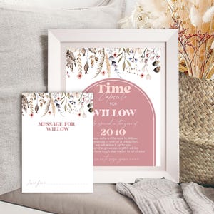 Bewerkbare sjabloon Time Capsule Boho Wildflower 1e verjaardag Time Capsule meisje eerste verjaardag Wildflower Tijdcapsule