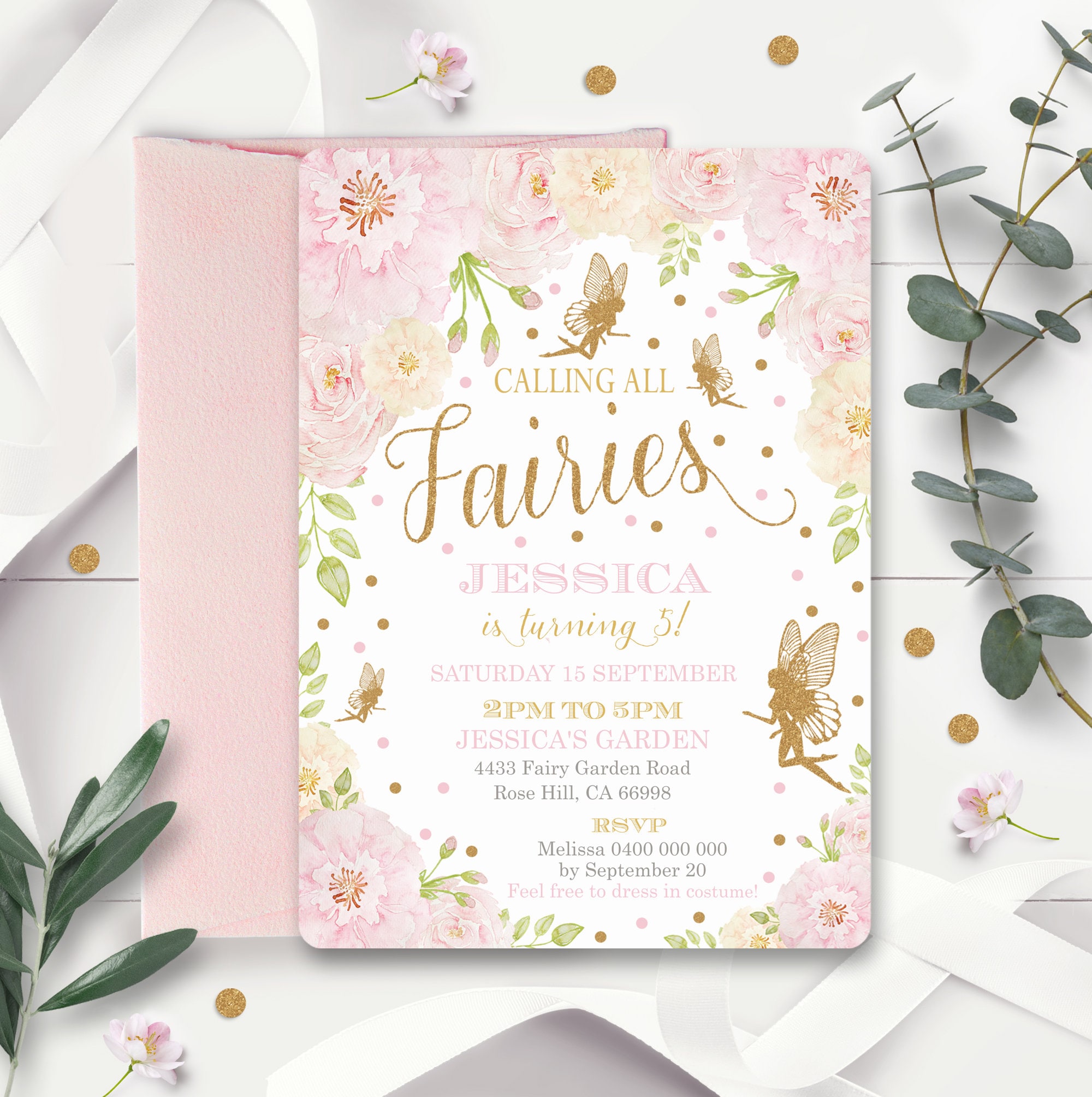 FAIRY INVITATIONS Floral Fairy Party Invitation Instant Etsy