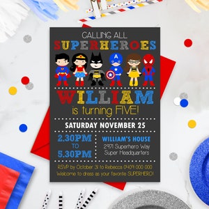 SUPERHERO INVITATION EDITABLE Superhero Invitation Superhero Party Superhero Boy Girl Party Invitation Corjl Editable Superhero Invite 0276