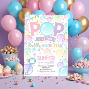 Bubble Party Geburtstagseinladung Mädchen Bubble Geburtstagsparty bearbeitbare Mädchen BUBBLE Pop Party Einladung Mädchen BLASEN Instant Download Bubbles
