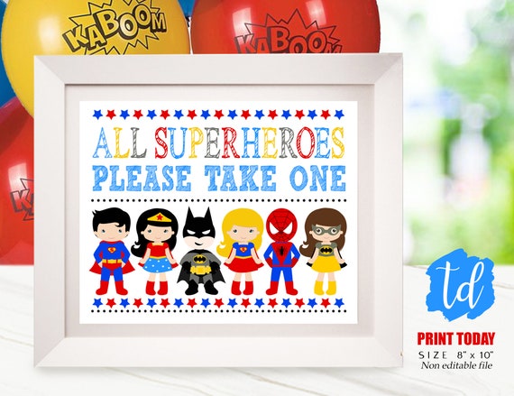 SUPERHERO PARTY SIGNS Superhero Party Decorations Superhero