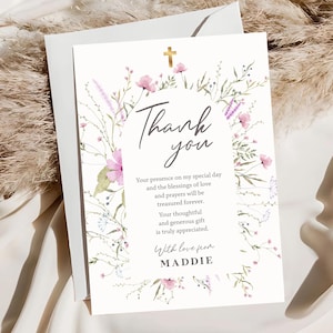 TAUFE Danke Karte Sofortiger Download Mädchen Taufe Danke Karte Bearbeitbar Mädchen Taufe Danke Taufe Danke Karte Wildblume B02