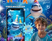 Shark Birthday Video Invitation: Animated Under the Sea Evite, Photo Invite (MP4 Digital Download)