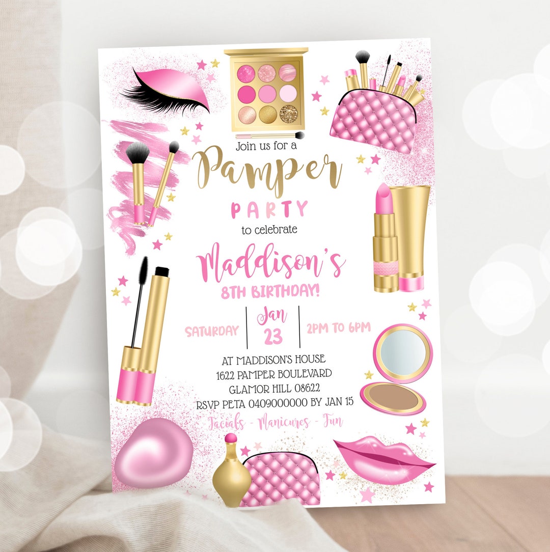 PAMPER PARTY INVITATION Pamper Birthday Invitation Spa Party Invitation ...
