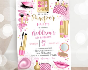 PAMPER PARTY INVITATION Pamper Birthday Invitation Spa Party Invitation Pink Pamper Party Invitation Tie Dye Pamper Party Paperless Post