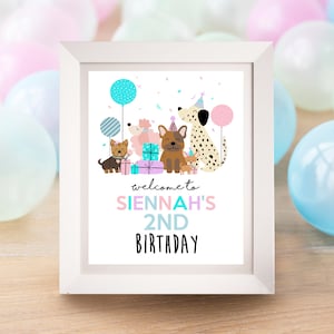 PANNEAU DE FÊTE DE CHIEN Panneaux de bienvenue modifiables pour chien Corjl Dog Pawty Décorations Chiot fille Pawty Panneaux modifiables de décoration de fête pour chien Panneaux imprimables pour chien