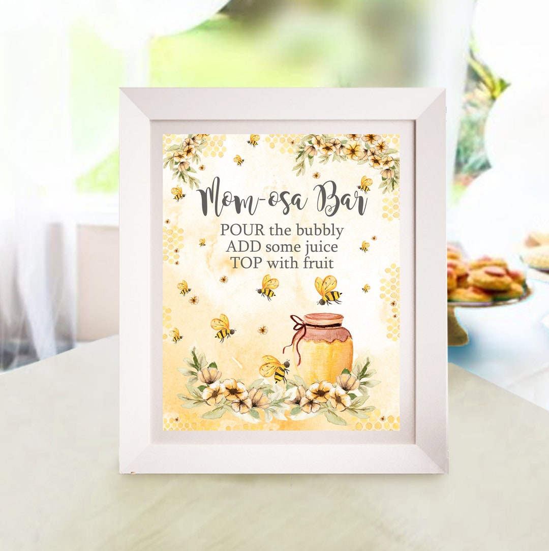 BEE MOMOSA BAR Sign Instant Download Momosa Bar Printable Bee Baby