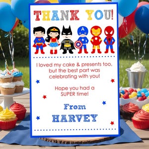 Superheld DANKE KARTE Sofortiger Download Superhero Danke Superhero Party Danke Danke Karten Bearbeitbare Superheld Danke