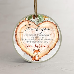 Woodland Fox Favor Tag: Editable Round Baby Shower Thank You Label (Digital Download)