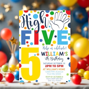 High Five Birthday Invitation: Editable Boy 5th Spots Party Evite (Digital Download)