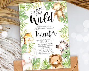 CHEETAH Baby Shower Invitation Girl Cheetah Baby Shower Invitation Editable Tropical Flowers Baby Shower Invitation Its a Girl Jungle Baby
