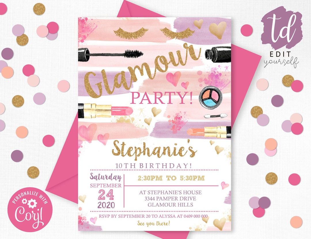 GLAMOUR Party INVITATION Glamour Birthday Invitation Glamour Etsy