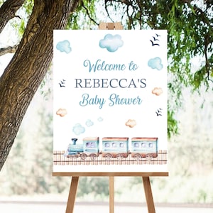 TRAIN WELCOME SIGN Instant Download Welcome Sign Train Baby Shower Welcome Sign 16x20 Editable Train Welcome Sign Printable Train Welcome
