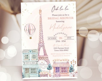PARIS BRIDAL SHOWER Invitation Instant Download High Tea Bridal Shower Invitation Editable Paris Bridal Shower Invitation Digital Paris