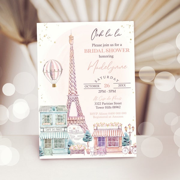 PARIS BRIDAL SHOWER Invitation Instant Download High Tea Bridal Shower Invitation Editable Paris Bridal Shower Invitation Digital Paris