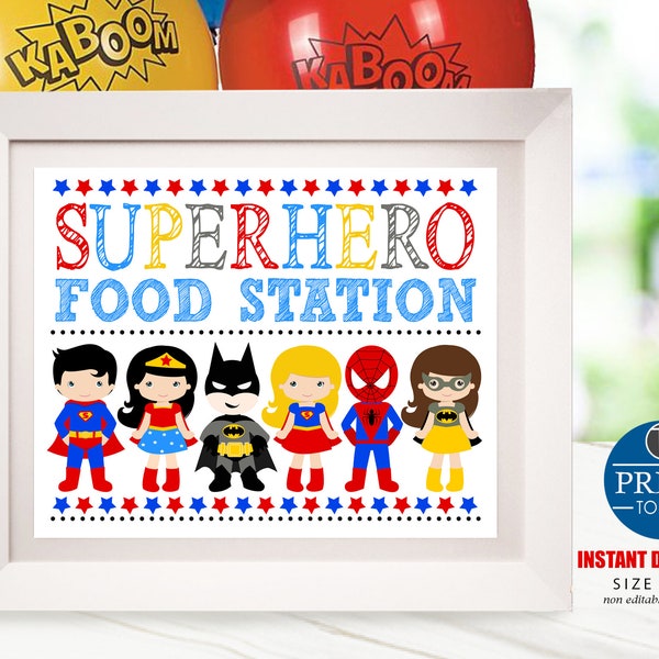 SUPERHERO PARTY SIGN Superhero Snacks Sign Instant Download Superhero Sign Superhero Birthday Party Superhero Buffet Sign Boy Superhero 0276